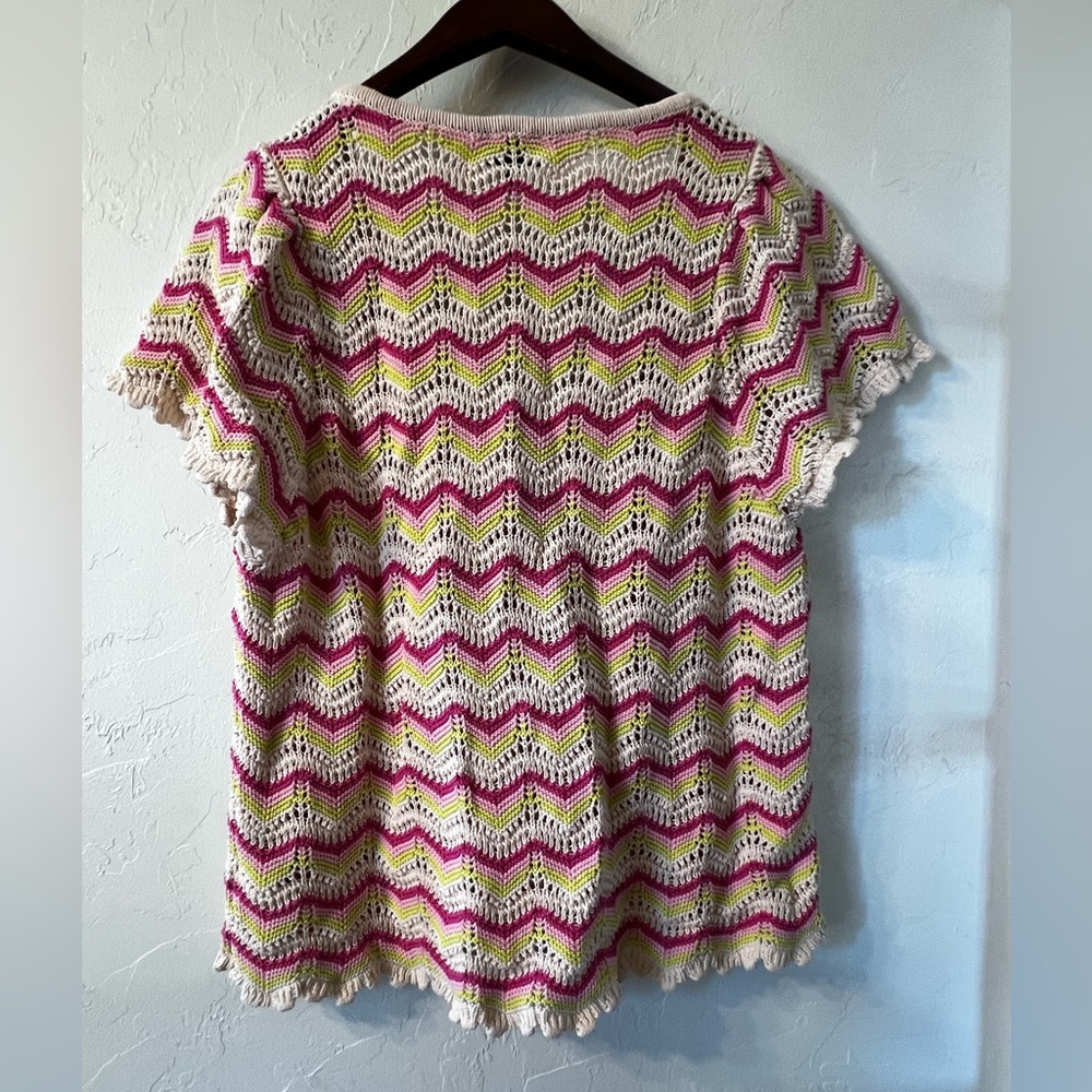 Torrid Multicolor Chevron Knit Short Sleeve Faux Cardigan 0 - Picture 2 of 6